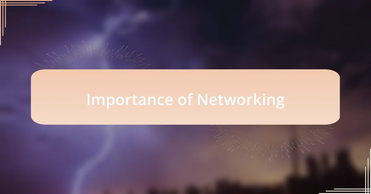 Importance of Networking
