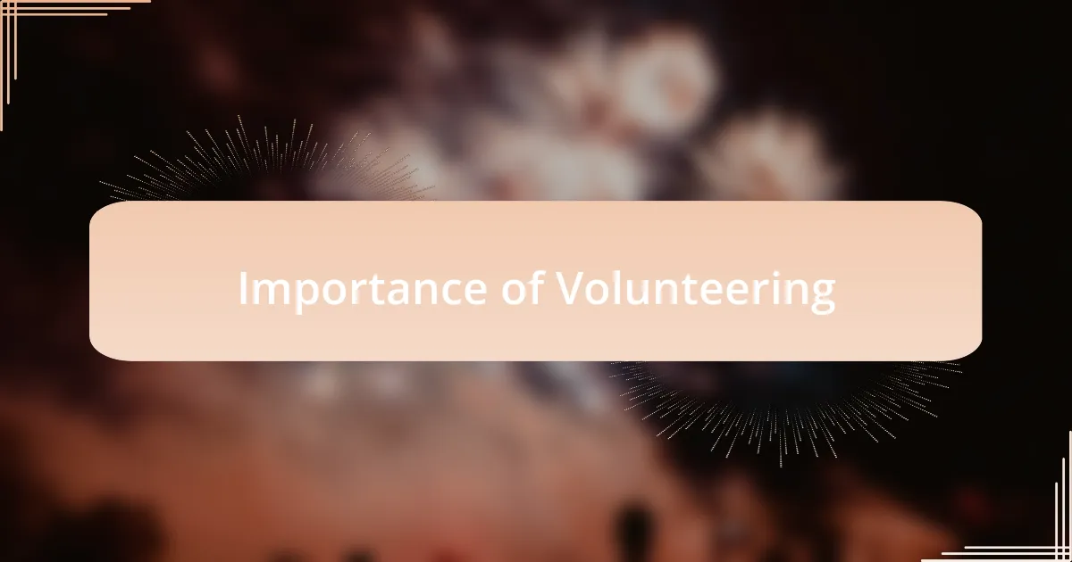 Importance of Volunteering