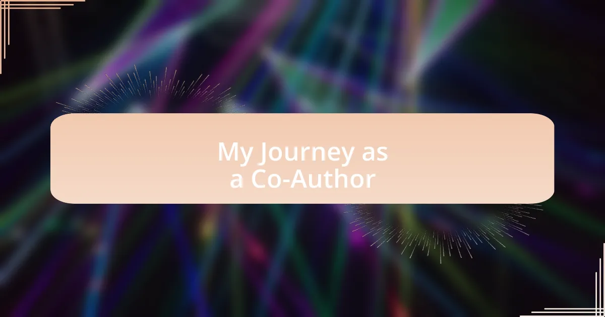 My Journey as a Co-Author