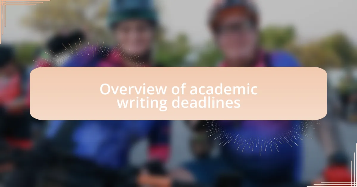 Overview of academic writing deadlines